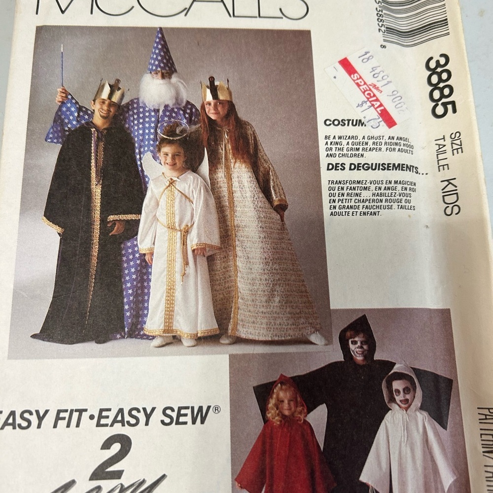 4/$50 McCall 3885 Kids Wizard and Royalty Costume Sew pattern 🪡